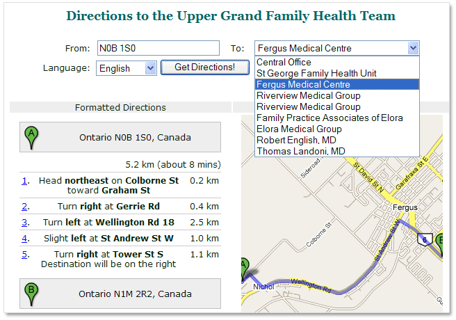 Interactive contact information and maps